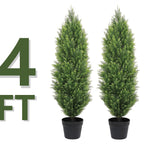 Artificial Pine Tree Set of 2 – Faux Greenery Shaped Christmas Trees for Indoor & Outdoor, Courtyard, Front Door & Holiday Decor