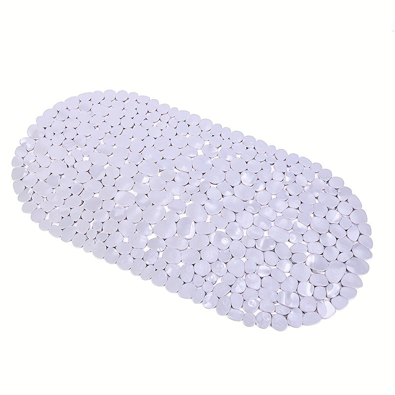 Non-Slip Bathtub Mat 27x14 Inch, Pebble Texture Suction Cup Shower Mat – Double-Sided Anti-Slip Soft PVC Tub Mat for Elderly & Kids, Machine Washable
