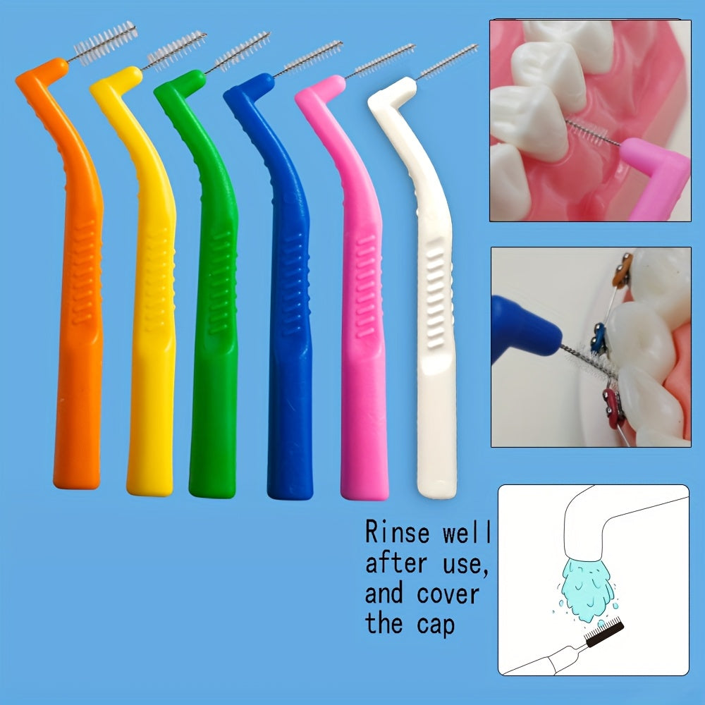 Interdental Brushes 36 Pack L-Shaped - Soft Nylon Bristle Floss Picks for Braces Teeth Cleaning Sensitive Gums Adults Multiple Sizes