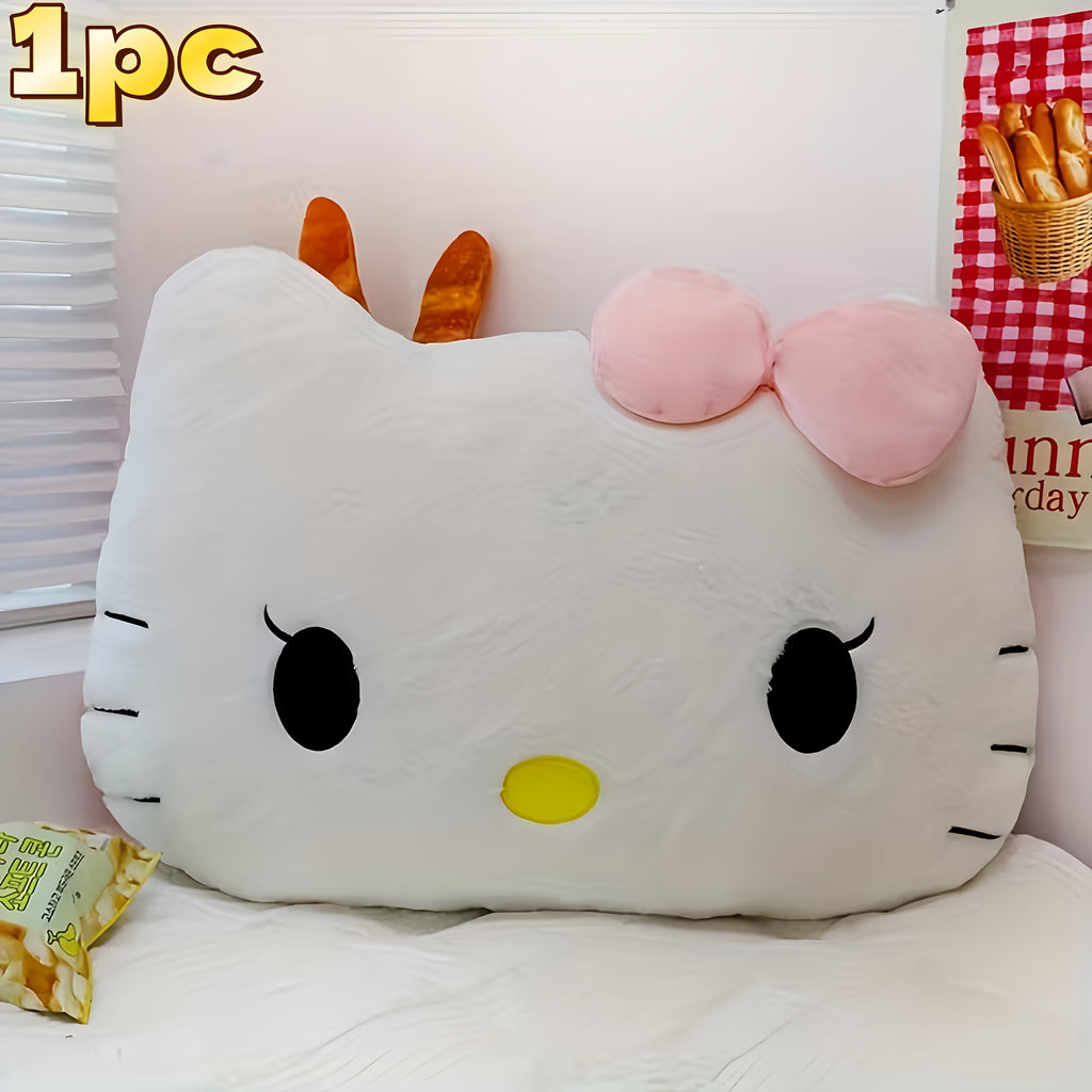 Hello Kitty Plush Pillow 17.7 Inch – Large Soft Sheepskin-Like Kawaii Cushion with Pink Bow & Black Ears | Girls Bedroom Decor | Birthday & Sleepover Gift