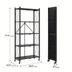 3-5 Tier Rolling Storage Rack with Wheels – Foldable Metal Shelving Unit for Home, Office & Kitchen Organization