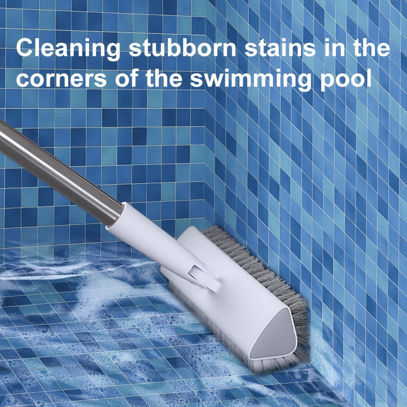 180 Rotating Multi-Purpose Cleaning Brush Long Handle Double-Sided Stiff Bristles Floor Scrubber for Bathroom Kitchen Patio Tile Shower Outdoor