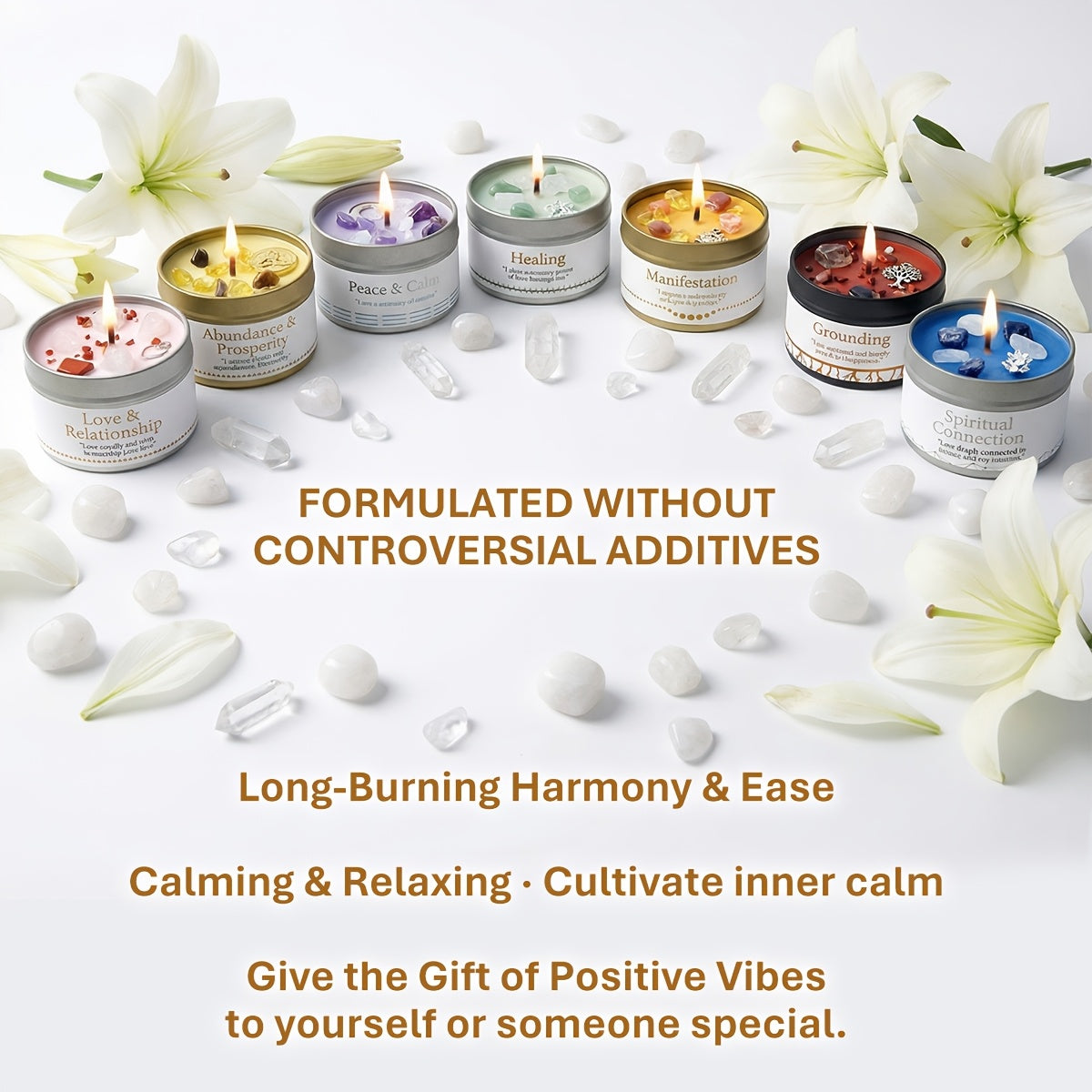 Manifestation Candle – Scented Soy Wax Candle with Golden Crystal & Guidance Card, 3oz, 12+ Hr Burn, for Focus, Meditation & Yoga | Abundance & Law of Attraction Gift for Women (1 or 2 Pack)