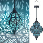 Outdoor Solar Hanging Lantern 27" – Metal Pendant Light Fixture with Removable Solar Panel & Auto Dusk-to-Dawn Sensor for Garden, Patio, Porch, Lawn & Deck, Oil-Rubbed Finish, Gold, Purple or Blue