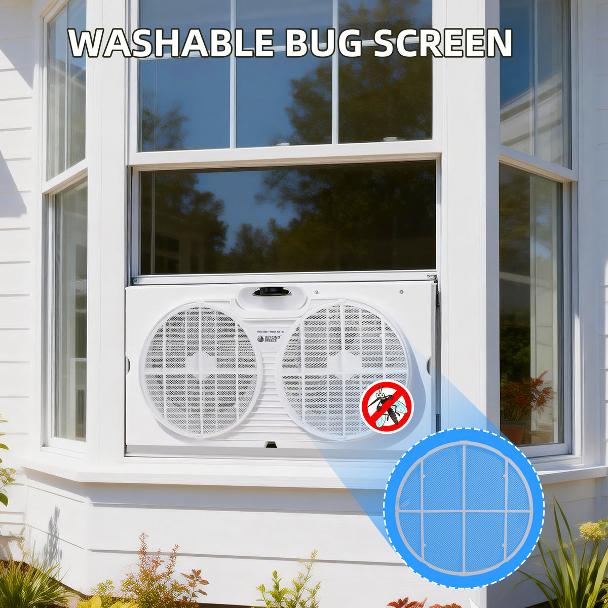 Twin Window Fan 9 Inch Dual Fan with Expanders 3-Speed Remote or Manual Control for Home Kitchen Bedroom Office