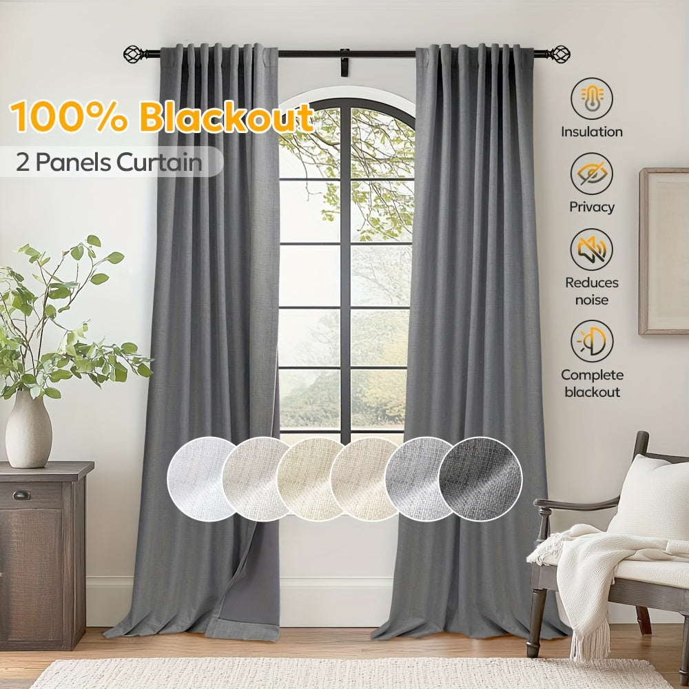 100% Blackout Curtains Back Tab & Rod Pocket for Bedroom Living Room - Thermal Insulated Darkening Drapes 2 & 4 Panel Sets for Windows Office Kitchen, Modern Home Decor
