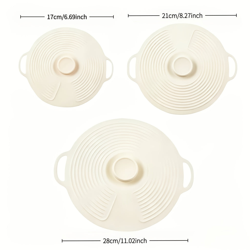 Silicone Lids Set of 3 S+M+L Suction Seal Reusable Bowl Plate Cup Covers for Fridge & Food Storage – Eco-Friendly Kitchen Stretch Lids