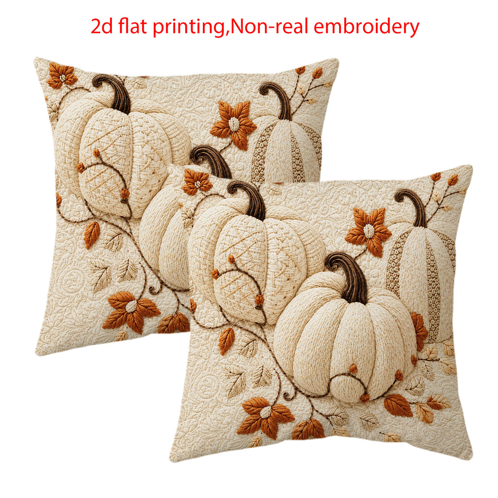 Boho Rustic Pumpkin Fall Throw Pillow Covers Set of 2 – Farmhouse Cushion Covers with Zipper, 4 Sizes 12x12 16x16 18x18 20x20 for Sofa Bed Car Autumn Decor, No Inserts