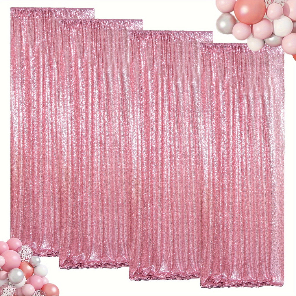 Sequin Backdrop Curtains 4 Panels 2FT x 8FT Glitter Party Decorations for Wedding Birthday Photo Booth Stage Background 30+ Colors