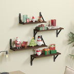 Floating Wall Shelves 4-Pack Wall Mounted Display Shelf for Bedroom Living Room Bathroom Plants Home Decor Storage Wood Color Walnut Black White Light Gray