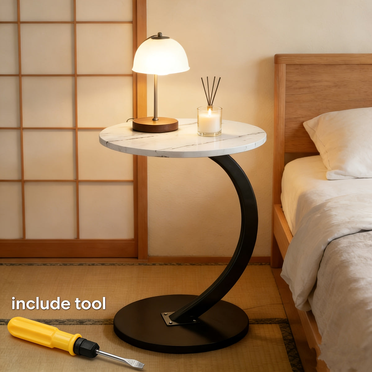 Metal Frame Side Table – 1 or 2 Tier | Indoor & Outdoor Bedside Table | Lightweight & Space-Saving | Living Room, Balcony, Office