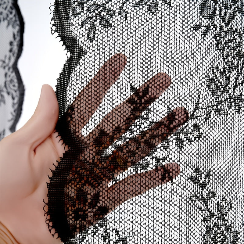 Boho Floral Lace Curtain Panels Set of 2 – Semi-Sheer Light Filtering, Rod Pocket, Pastoral Vintage Style for Bedroom Living Room Kitchen, 6 Sizes 4 Colors