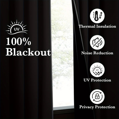 100% Blackout Curtains 4-Panel – Coated Lining Grommet Top for Total Darkness, Privacy Drapes for Bedroom Living Room Kitchen Bathroom, 8 Colors 9 Sizes