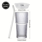 Glass Coffee Mug with Lid and Straw 20oz – Clear Summer Iced Drink Cup for Coffee, Tea & Smoothies – Travel Camping Drinkware, Gifts for Men & Women, Birthday, Holiday, Halloween, Christmas