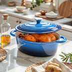 4.5 Qt Cast Iron Dutch Oven with Enamel Coating – Oval Casserole Pot with Lid for Bread Baking, Slow Cooking & Roasting, Works on All Stovetops