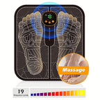 EMS Foot Massager with LCD Display, 8 Modes & 19 Intensities, Rechargeable Electric Foot Massage Pad for Muscle Relaxation, Pain Relief & Circulation — Best Gift for Elderly, Men & Women