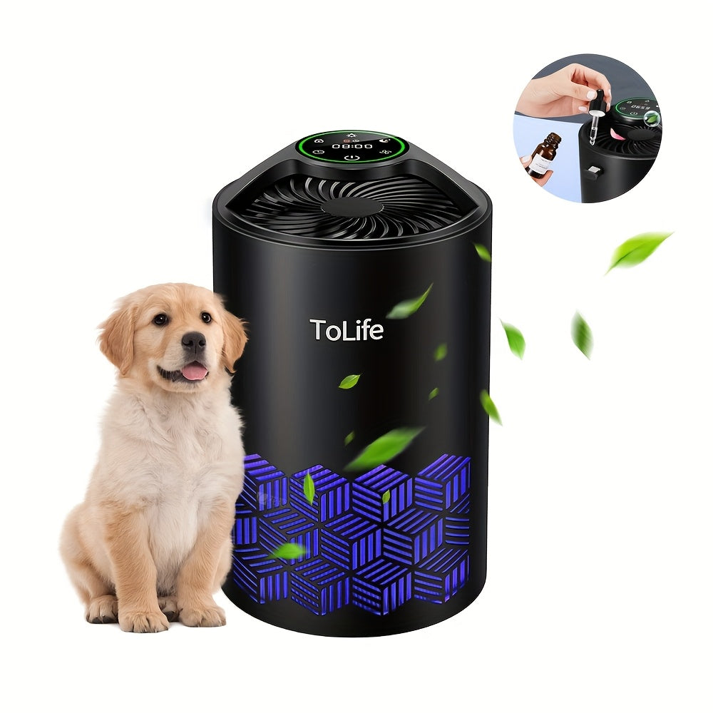 H13 HEPA Air Purifier for Large Rooms Bedrooms Pets Ultra Quiet 25dB Sleep Mode 3-Stage Filter Dust Smoke Pollen Pet Hair Dander USB Powered Aromatherapy Diffuser