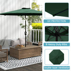 Large Patio Umbrella 9ft / 10ft, Outdoor Market Umbrella with Manual Crank & Tilt, Metal Frame, Polyester Canopy, Table or Freestanding Use, 5 Colors — Beige, Red, Dark Blue, Light Blue, Dark Green
