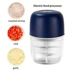 USB Rechargeable Electric Garlic Chopper Mini Portable Food Chopper 6-Blade – Chop Garlic, Ginger, Onion, Chili, Fruits & Meat with One Press | 800mAh Battery
