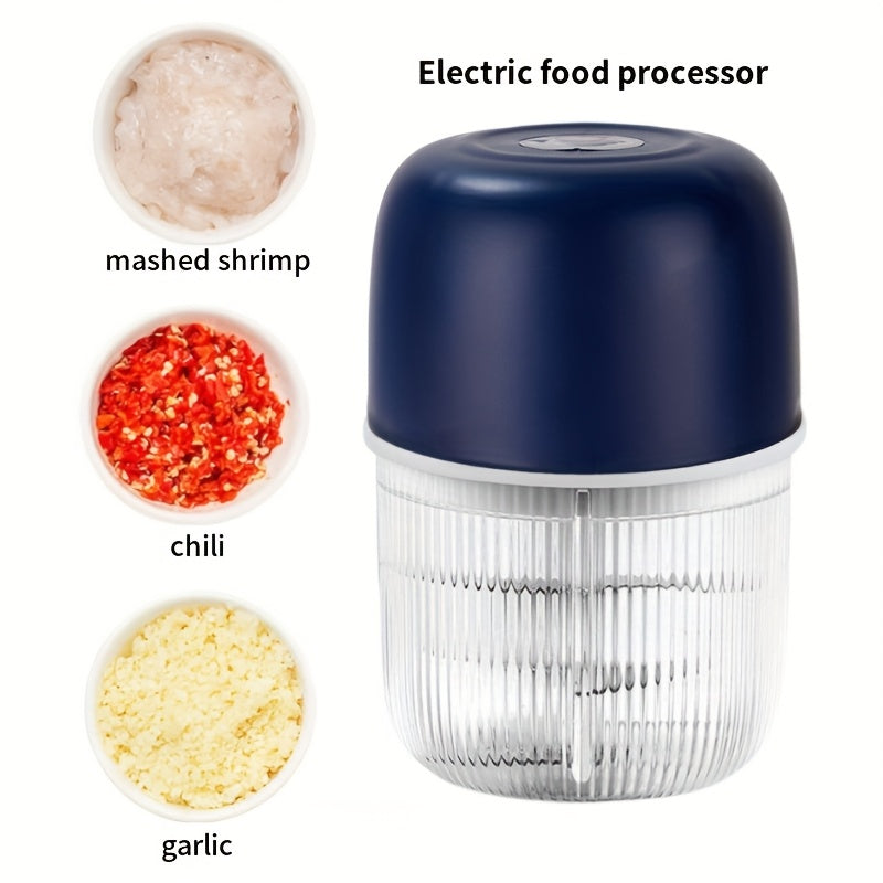 USB Rechargeable Electric Garlic Chopper Mini Portable Food Chopper 6-Blade – Chop Garlic, Ginger, Onion, Chili, Fruits & Meat with One Press | 800mAh Battery