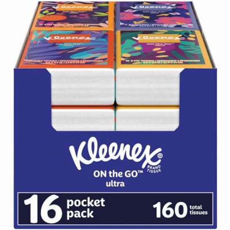 Pocket Facial Tissues 16 Packs 160 Total Tissues – Ultra-Soft Portable Travel Tissue Packets for Purse, Backpack, Car & On-the-Go Use