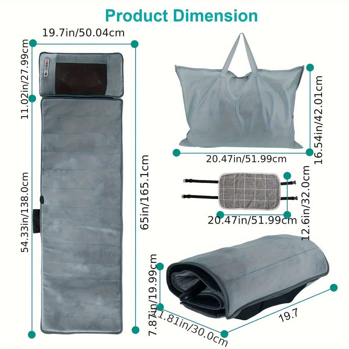 Full Body Massage Mat with Heat & 9 Vibration Modes – Shiatsu Neck Massager Acupressure Kneading for Neck Back Waist Hip Leg, Smart Timer Storage Bag, Gift for Mom Dad