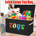 Extra Large Collapsible Storage Box 31.7 Gal with Lid – Foldable Kids Toy Chest Organizer Bin for Boys & Girls, Bedroom, Living Room & Nursery, Sturdy Basket in Black, Beige & Dark Grey