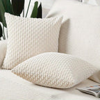 Corduroy Throw Pillow Set of 2 with Inserts 18x18 Ultra-Soft Double-Sided Cushions Washable Cover for Couch Bed Sofa Living Room Home Decor 7 Colors
