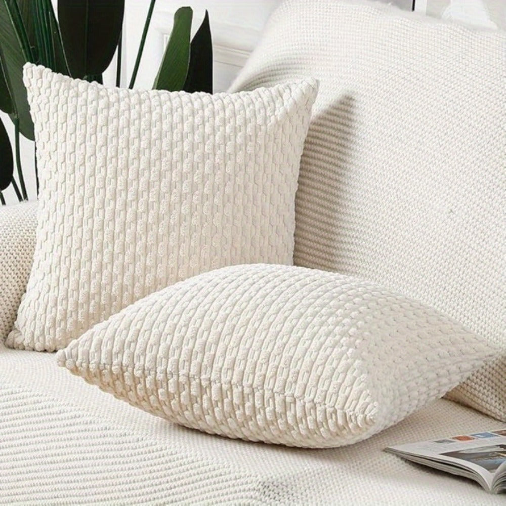 Corduroy Throw Pillow Set of 2 with Inserts 18x18 Ultra-Soft Double-Sided Cushions Washable Cover for Couch Bed Sofa Living Room Home Decor 7 Colors