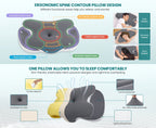Ergonomic Cervical Memory Foam Pillow – Contour Support with Cooling Silk Cover | White & Gray