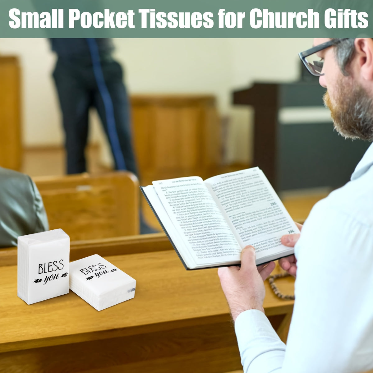 Christian Pocket Tissues Bulk 120 Pack 3-Ply Bible Verse Travel Facial Tissues for Church Supplies, Religious Party Favors, Teacher Gifts, Christmas, Thanksgiving & Back to School Events