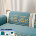 Chenille Sofa Slipcover Non-Slip Removable Couch Cover, 100% Polyester Boho Vintage Style Sofa Towel for 1 to 4-Seater Sofas & Armrests, Four Seasons Universal Home Decor in Dark Gray, Light Gray & Blue