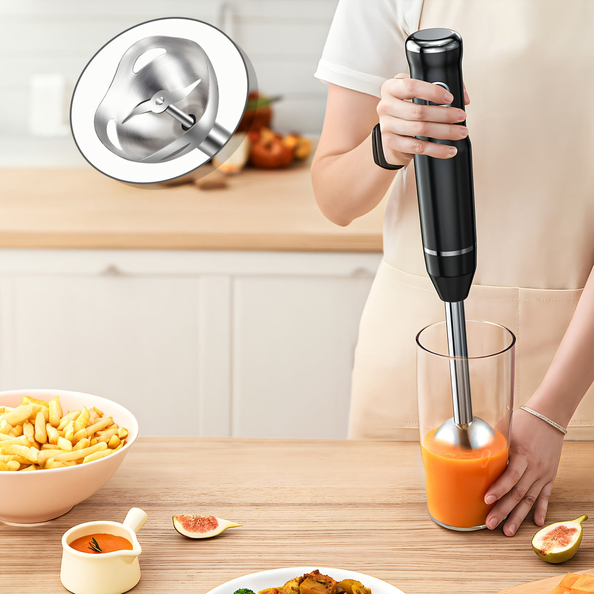 400W Immersion Hand Blender Stick Mixer with 304 Stainless Steel Blades, 2 Speeds & Turbo Mode, Detachable Base – 5-in-1 Set Available, Perfect for Soups, Smoothies, Purees & Baby Food