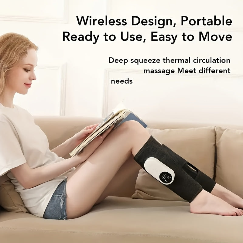 Cordless Air Compression Leg Massager Circular Calf Press 3 Intensities for Feet Legs Thighs Knees Easy to Use Gray Gift for Mom Dad