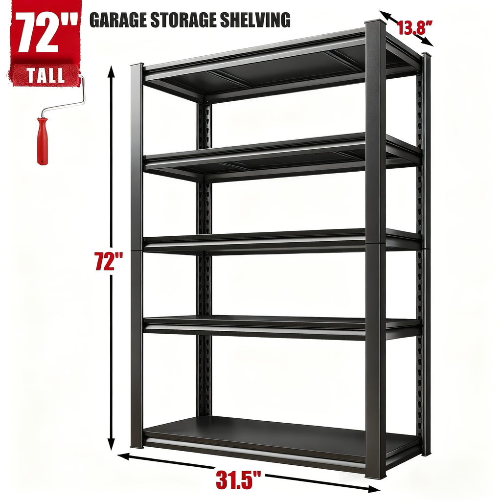 Heavy Duty 5 Tier Metal Shelving Unit 72" Adjustable Storage Rack for Kitchen Garage Basement Warehouse – 3000 LB Capacity Industrial Standing Shelf