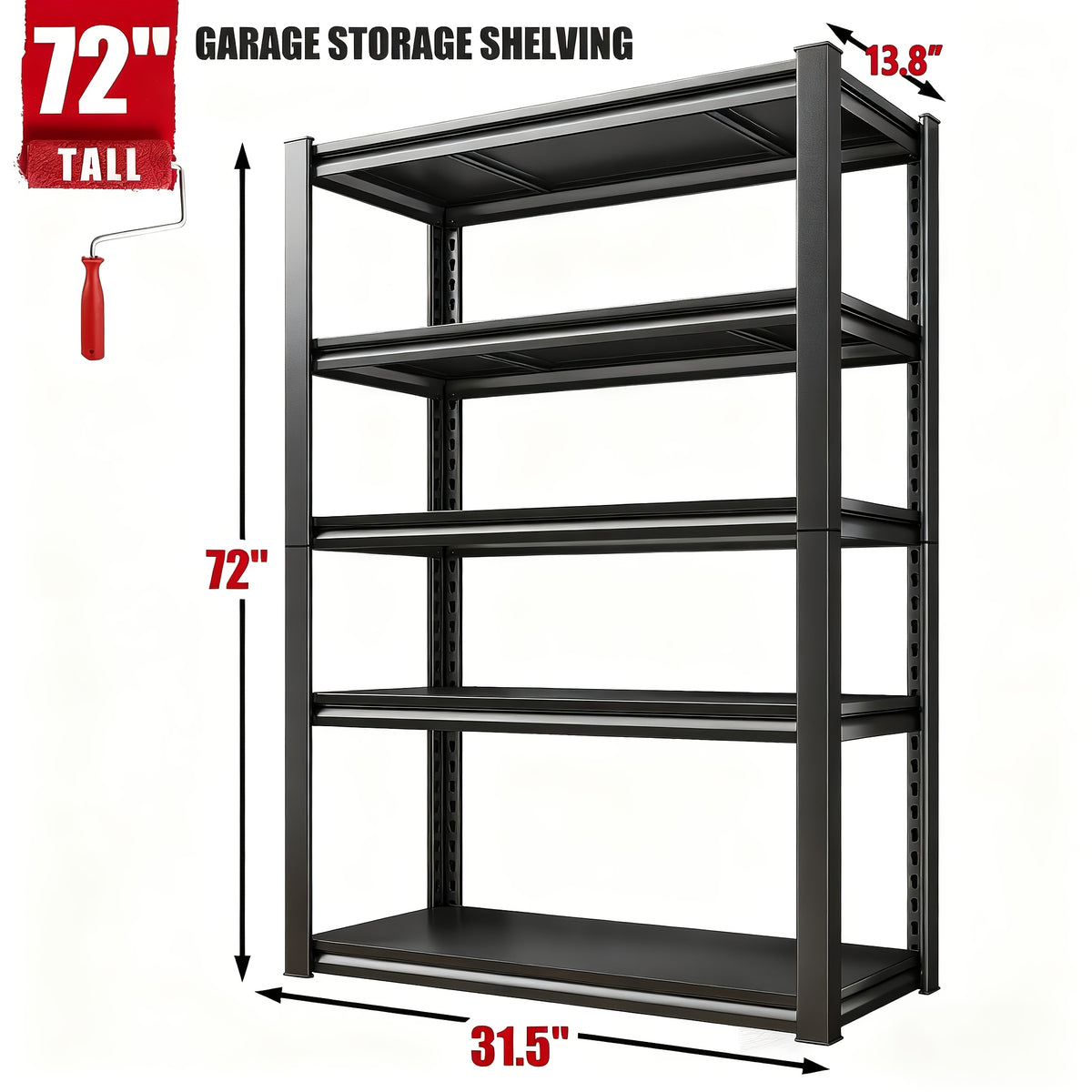 Heavy Duty 5 Tier Metal Shelving Unit 72" Adjustable Storage Rack for Kitchen Garage Basement Warehouse – 3000 LB Capacity Industrial Standing Shelf