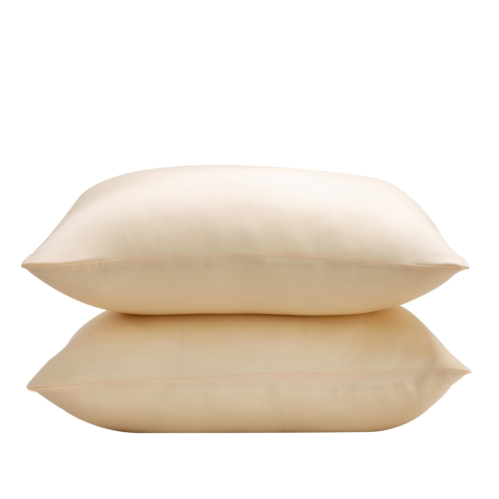 Mulberry Silk Pillowcases 2pcs - 600 Thread Count Solid Color Cooling Pillow Covers with Hidden Zipper for Hair and Skin Care Bedroom Sofa Machine Washable