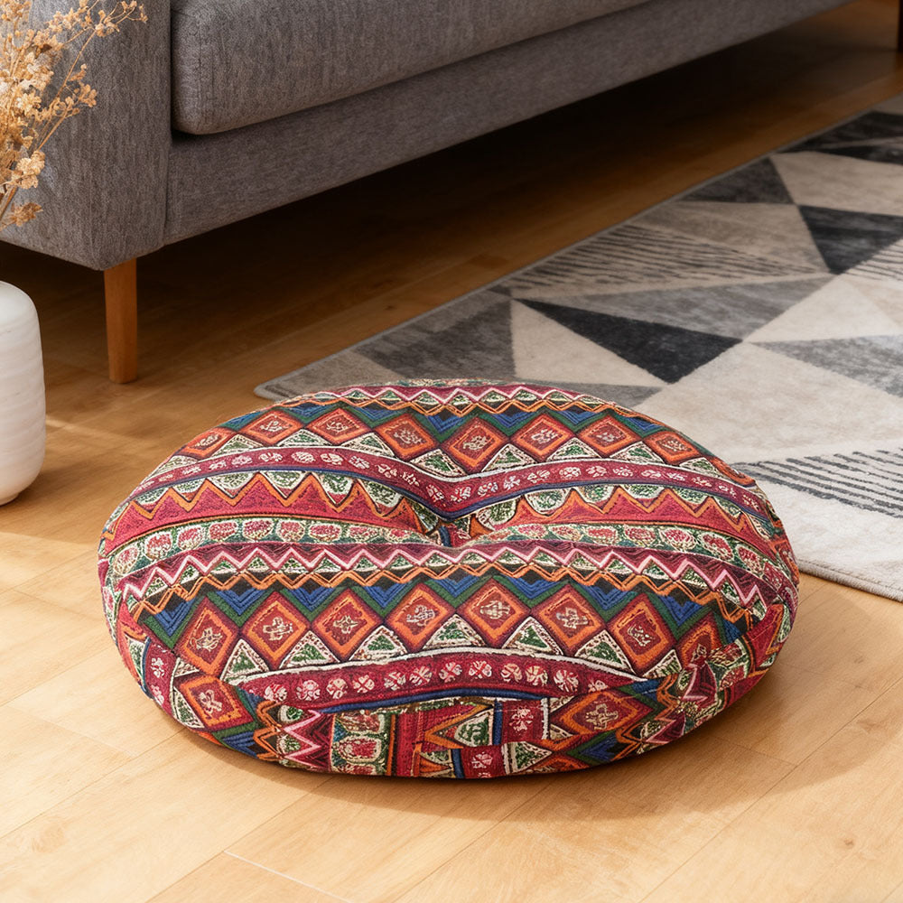 Round Seat Cushion 40x40cm 15cm Thick Firm Futon Meditation Mat Removable Linen Cover Chair Pad for Office Dining Chair Home Decor All Seasons Christmas