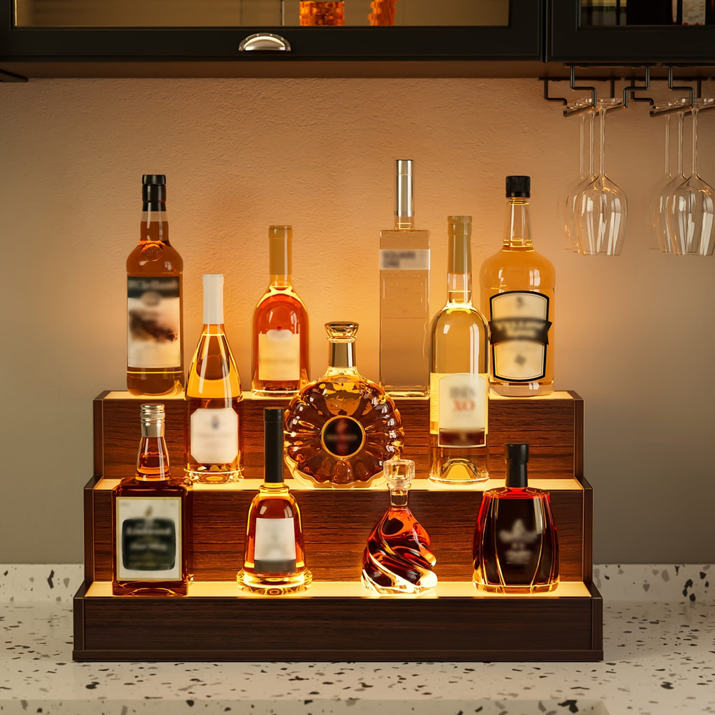 Illuminated Liquor Shelf 24 Inch LED Bar Bottle Display Unit – Wall Mounted Floating Shelf for Home Bar & Man Cave