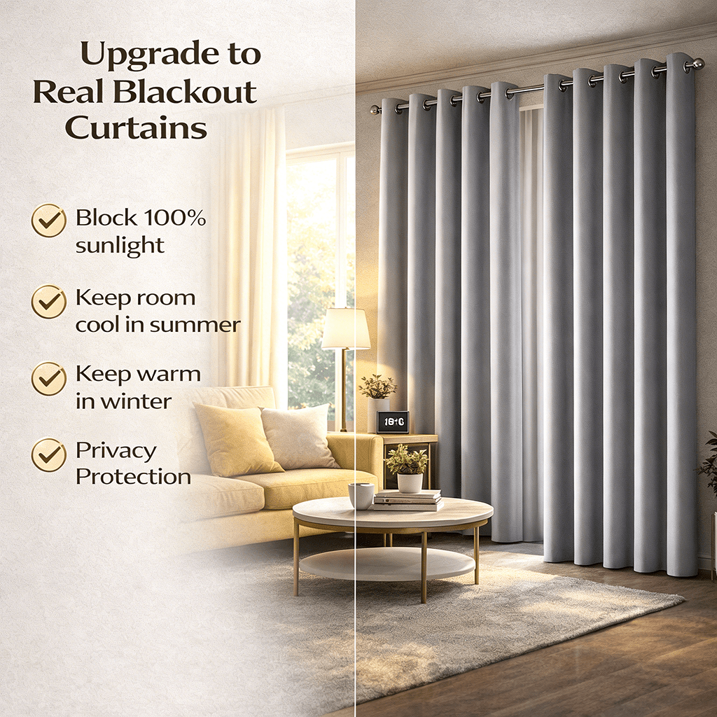Blackout Curtains 4-Panel Grommet Top 100% Room Darkening Thermal Insulated Drapes | Noise Reducing Light Blocking Window Curtains for Bedroom Living Room, Black Gray Wine Red Dark Green