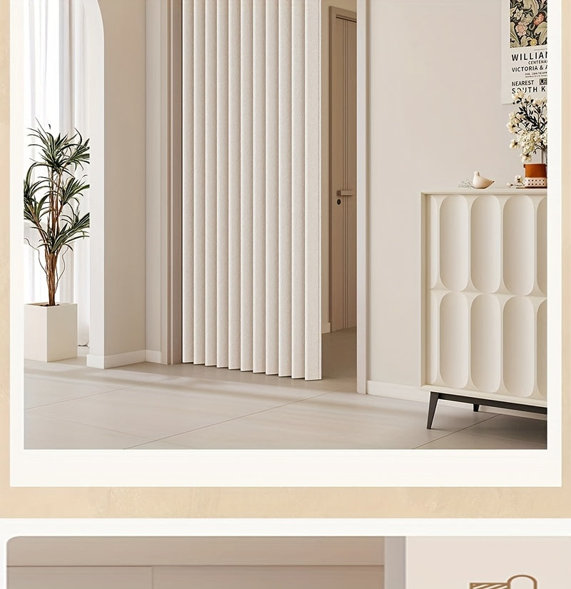 Boho Striped Magnetic Door Curtain – Elegant Folding Polyester Partition Curtain for Living Room, Bedroom & Kitchen, No-Drill Magnetic Closure, Hand Washable