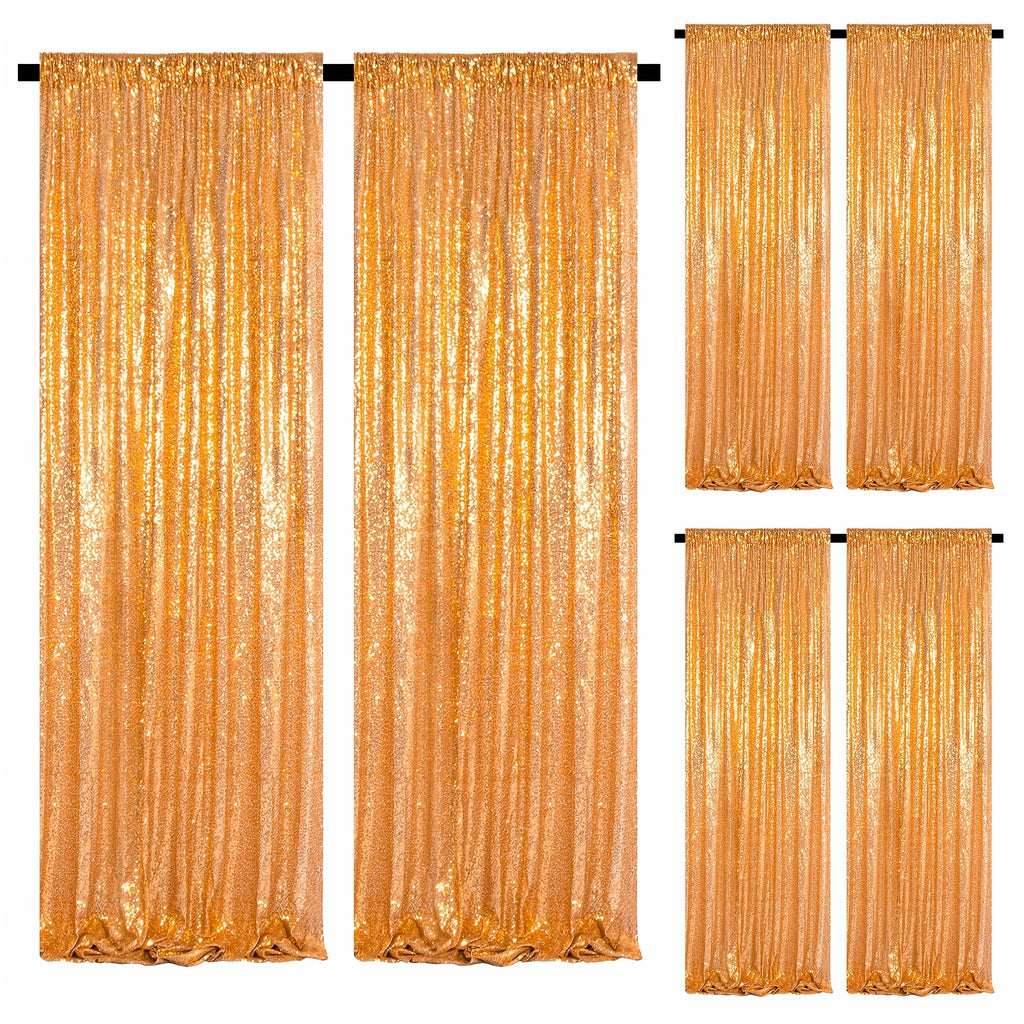 Sequin Curtains Backdrop 4 & 6 Panels 2x8FT - Shimmer Glitter Party Backdrop Curtain for Wedding Birthday Bachelorette Photo Booth, 25 Colors Reusable Event Decoration
