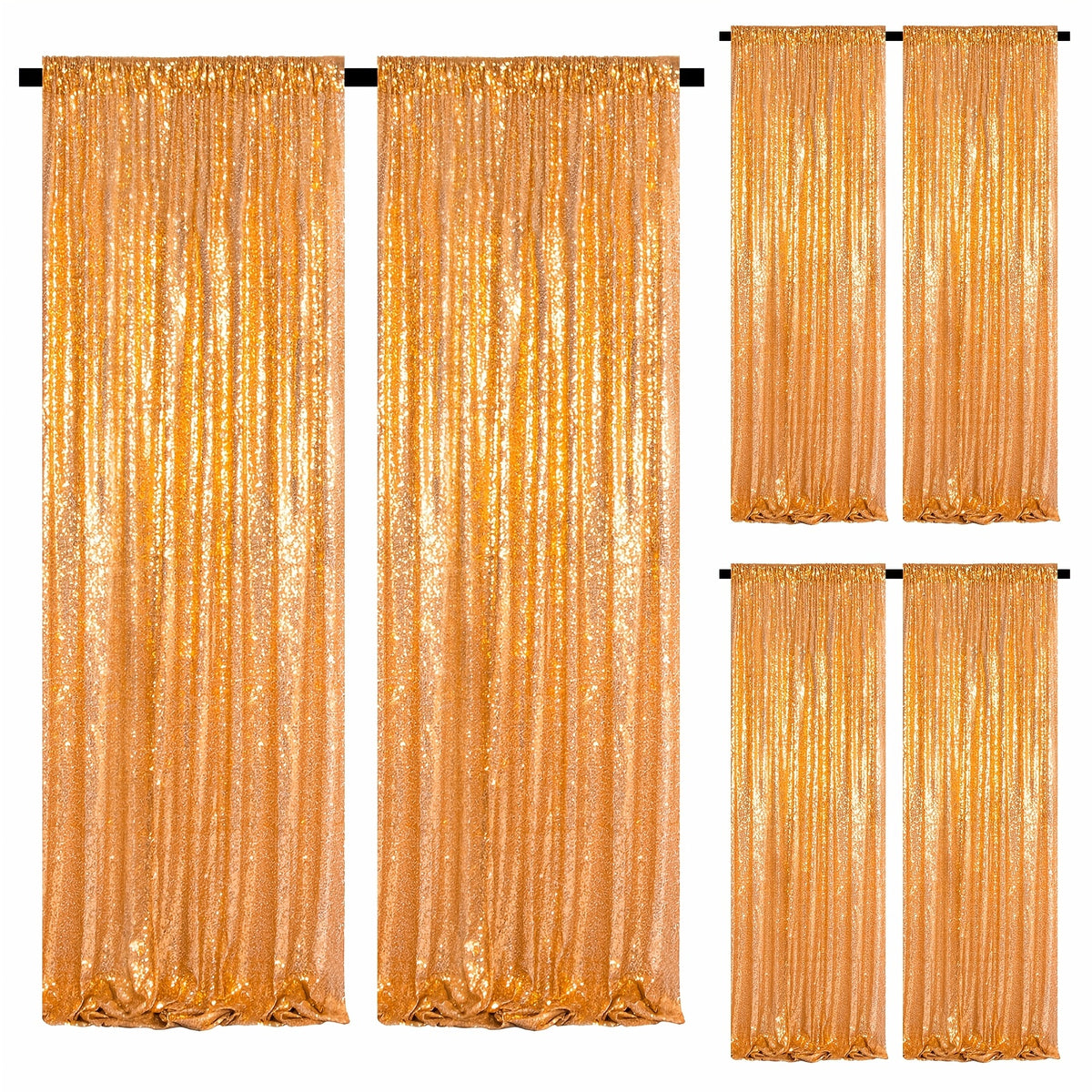 Sequin Curtains Backdrop 4 & 6 Panels 2x8FT - Shimmer Glitter Party Backdrop Curtain for Wedding Birthday Bachelorette Photo Booth, 25 Colors Reusable Event Decoration