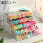 Transparent 5 Layer Drawer Storage Box Nail Jewelry Organizer – 120 Cell Stackable Nail Art Polish Holder for Earrings Rings Necklaces Small Accessories