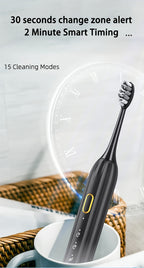 IPX8 Sonic Electric Toothbrush USB Rechargeable 5 Brush Heads Metal Shaft Smart Timer Couple Set for Adults Men Women