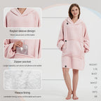 Wearable Hoodie Blanket Sherpa Fleece Reversible with Kangaroo Pocket Ultra Soft Cozy Snuggle Blanket Sweatshirt for TV Sofa Outdoor Light Grey Dark Gray Pink Black 36x34 Inch