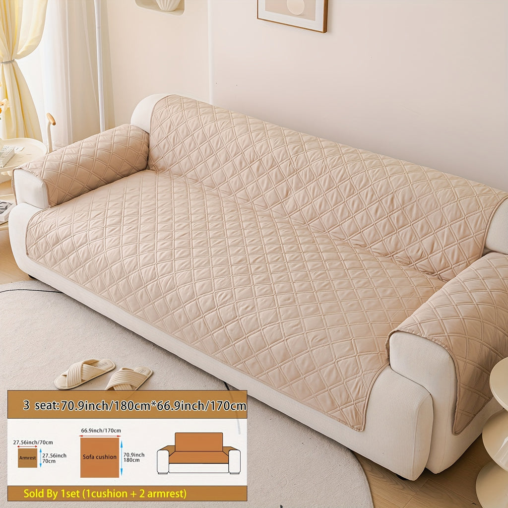 Soundwave Embossed Sofa Cover Set 3-Piece with Armrests – Pet Friendly Anti-Slip Furniture Protector, Durable Sofa Set Decoration Cover in Various Colors & Sizes