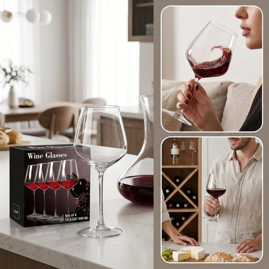 Burgundy Wine Glasses 460ml Artisan Crafted Red White Wine Glass 15.56oz for Women Men Weddings Birthdays Mother's Day Gift