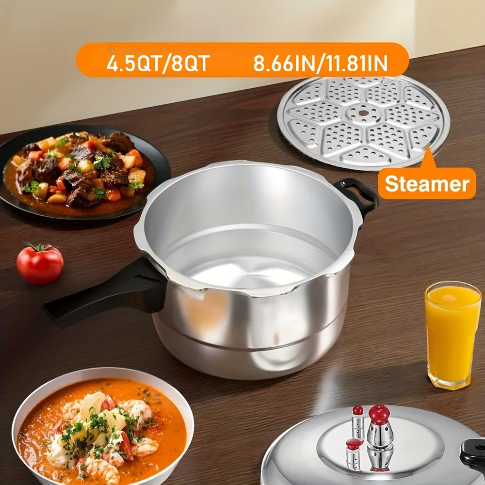 Stovetop Pressure Cooker Aluminum 4.5 6 8 Quart with Safety Release Valve Multiple Protections for Family Meals Canning & Catering Multi-Stovetop Compatible