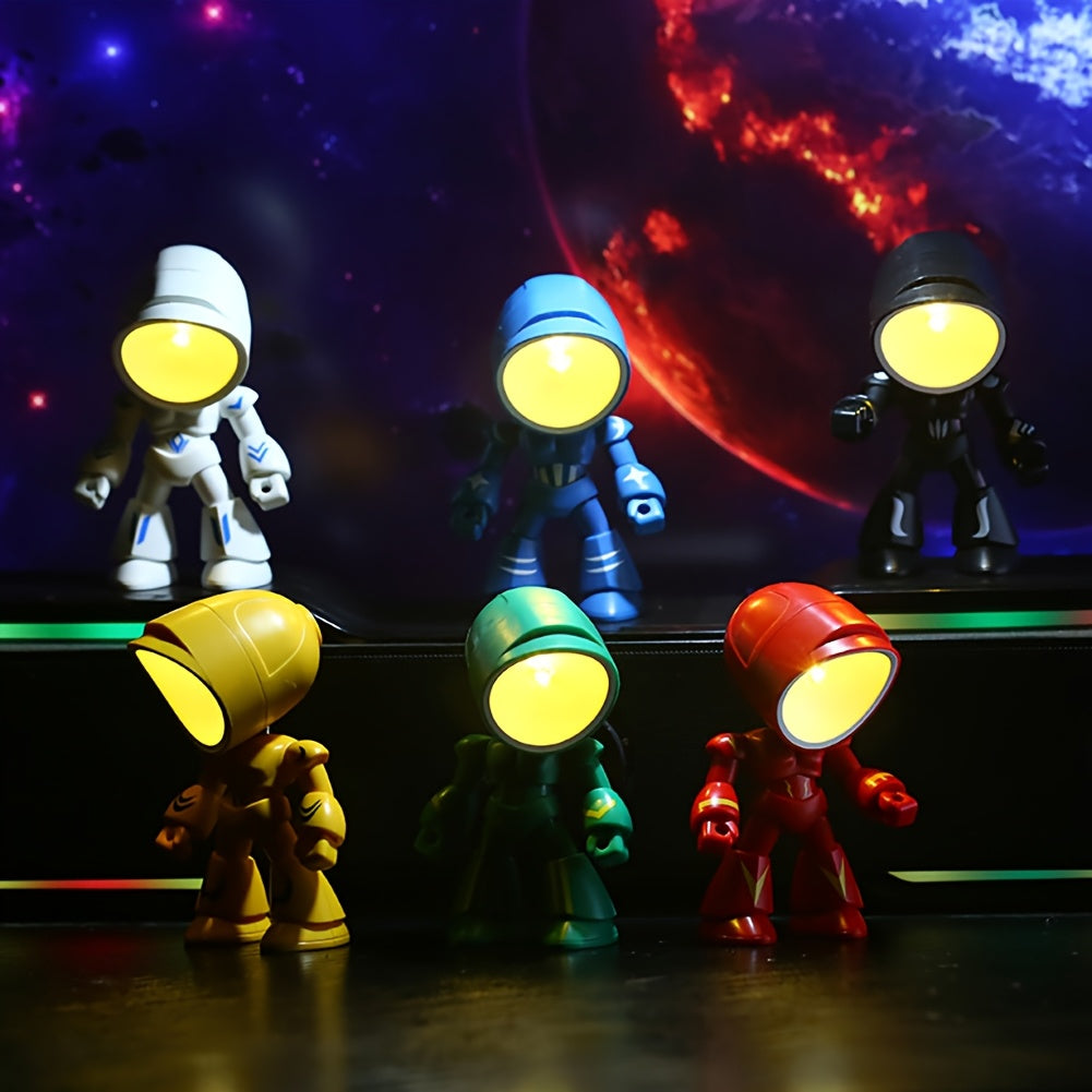 LED Robot Night Light Mini Cute Cartoon Desk Lamp Desktop Decoration for Kids Bedroom Office Holiday Birthday Gift